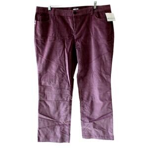 Liz Claiborne Women's Mid Rise Bootcut Stretch Mauve Corduroy Pants NWT Size 18